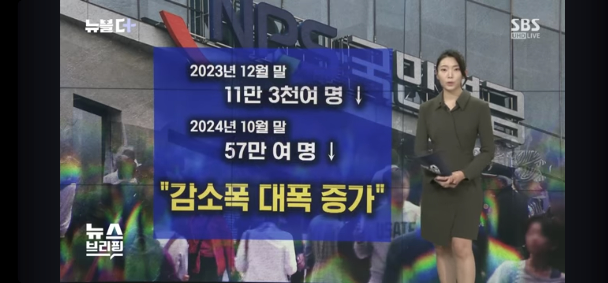 이러다 정말 못 받나…국민연금 가입자 뚝 / SBS / 뉴블더 (2025년 2월)